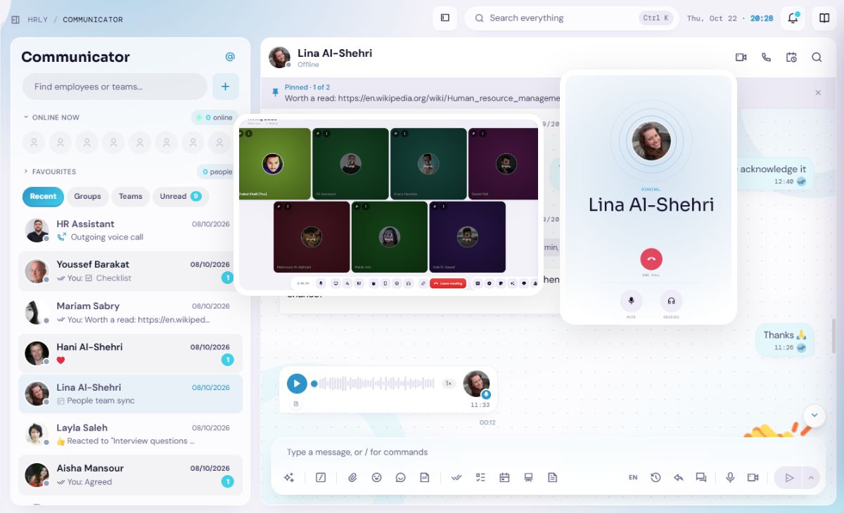 The Talk hub: a conversation, a call and the inbox